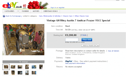 Vintage GN Riley Austin 7 Amilcar Frazer VSCC Special on eBay