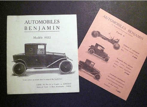1922 Benjamin -cycle car- Prospekt-catalog