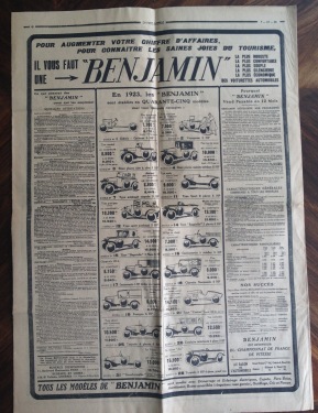 Benjamin Anzeige Juli 1922 Tageszeitung