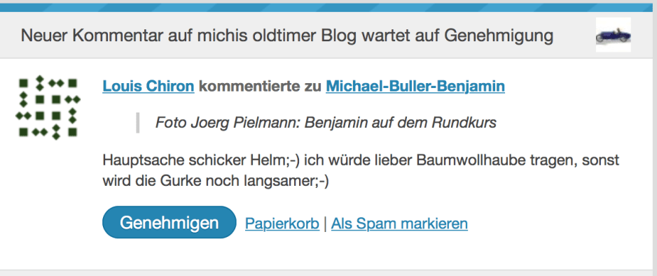 Kommentar auf dem Blog